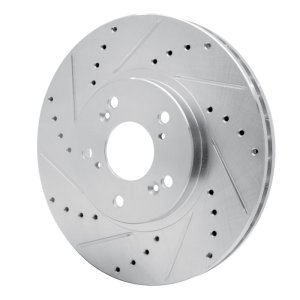 Acura TSX Brake Rotor (1) - Front Left - R1 Concepts - Drilled & Slotted - Silver - `99-`14